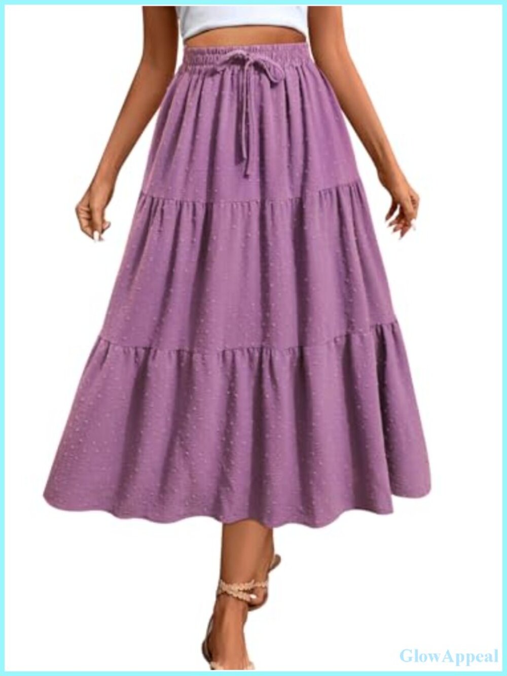 Women's Polka Dot Midi Skirt Flowy High Waisted A-Line Casual